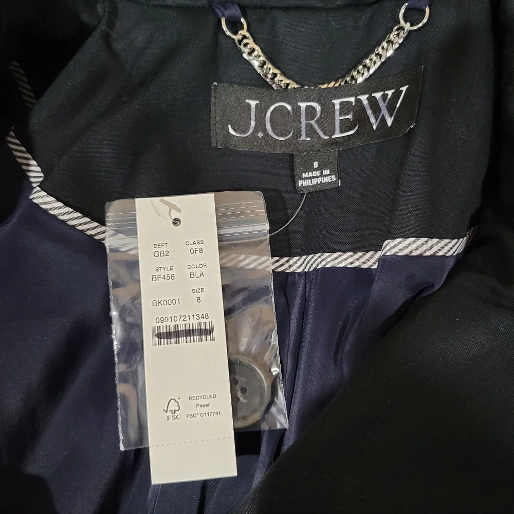 J Crew Icon trench coat BF456 Size 8 NWT Black